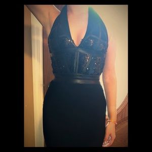 Black sequin and bandage gown